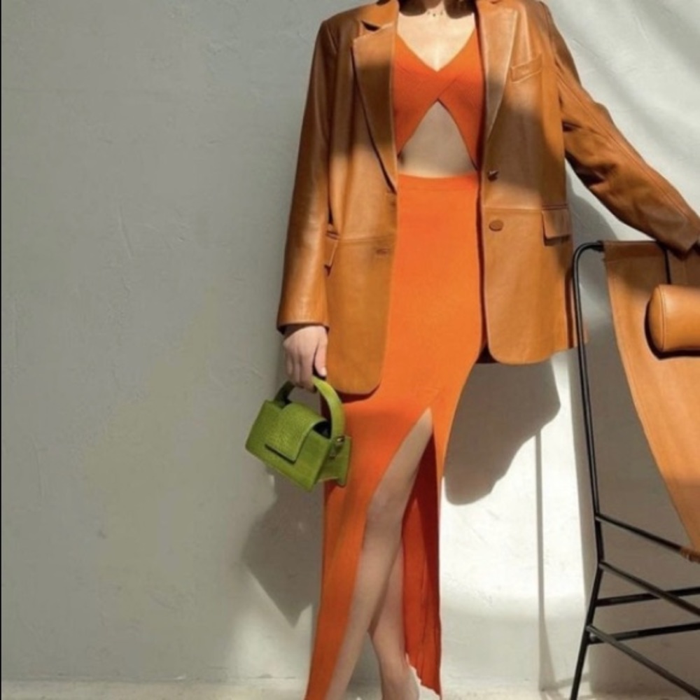 Zara Blogger Fav Sold Out Limited Edition Orange Knit Cut out dress 0014/029